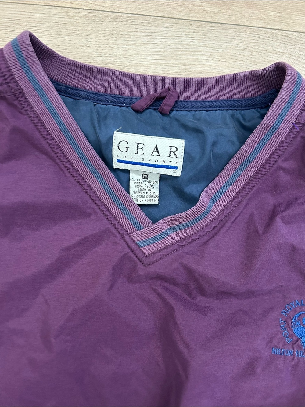 Gear For Sports Men's V-Neck Sweater Jacket - Plum with Navy Trim - Picture 2 of 2